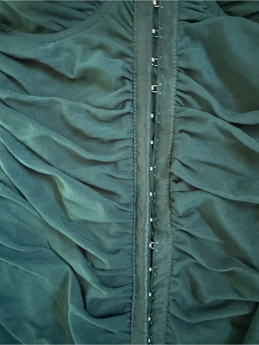privy Deep Green Ruched Midi Dress with Front Buttons - Picture 9 of 9